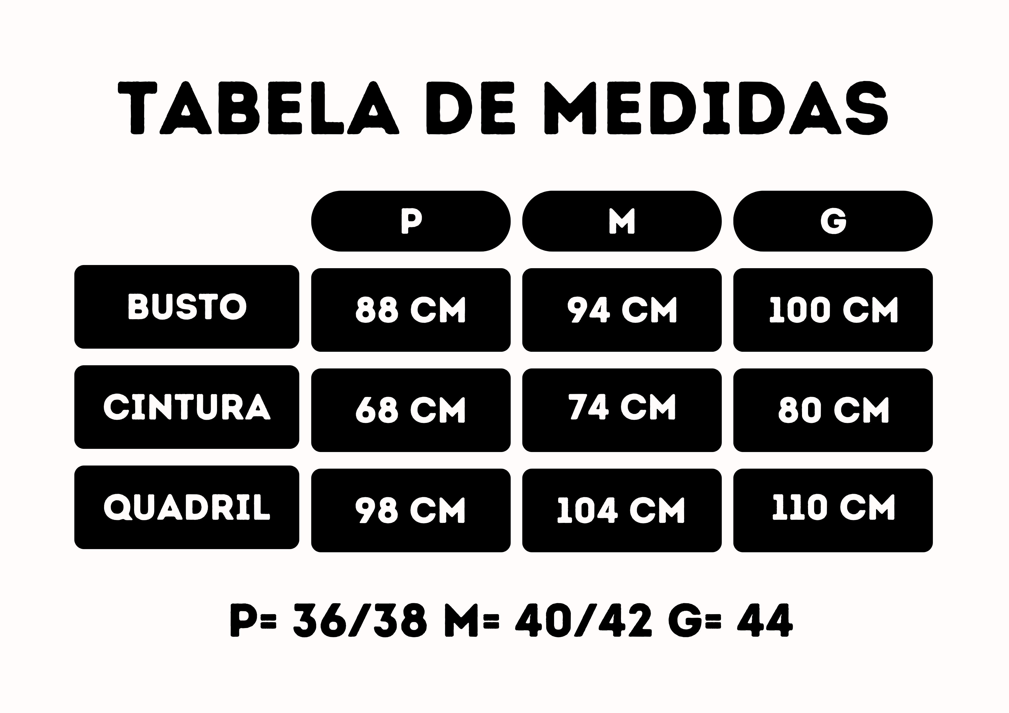 tabela de medidas